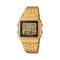 Casio Retro Digital World Time Gold -Tone Stainless Steel Watch