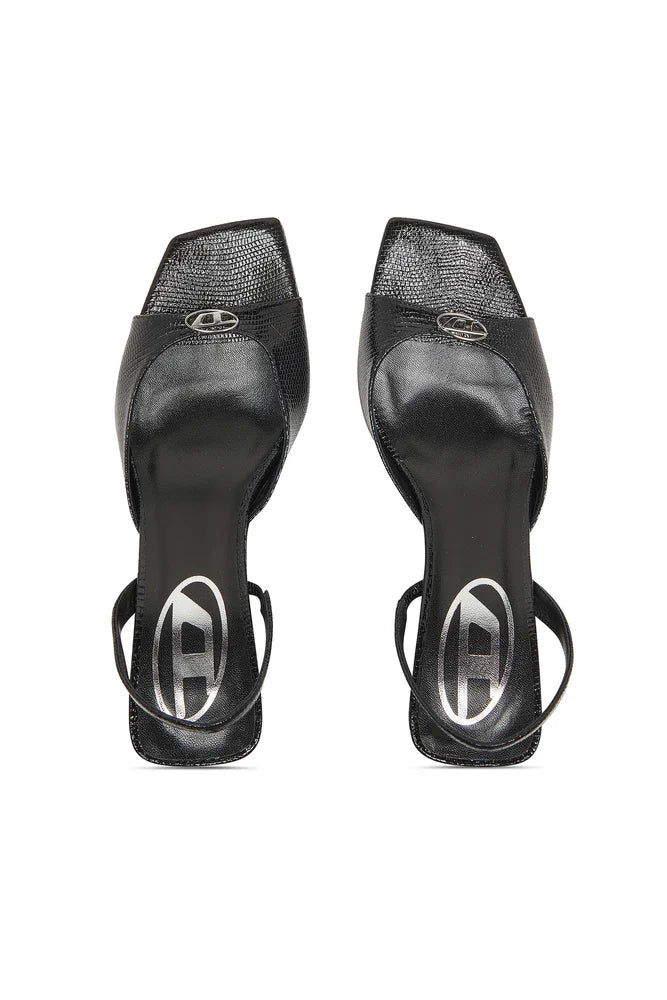 Diesel D-Amber-Slingback sandals in lizard-effect leather