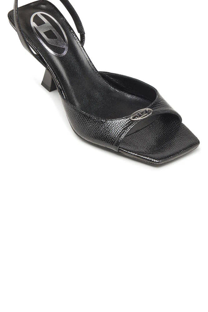 Diesel D-Amber-Slingback sandals in lizard-effect leather