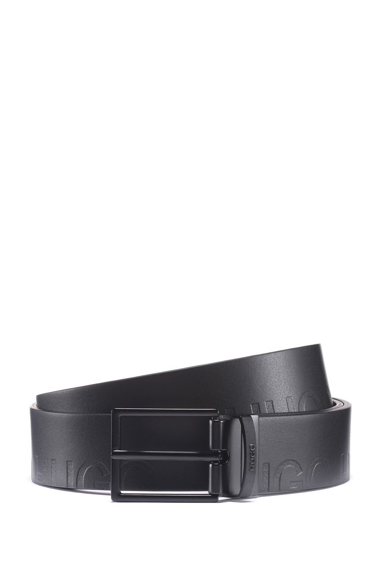 HUGO BOSS REVERSIBLE LEATHER BELT WITH EMBOSSED LOGOS
