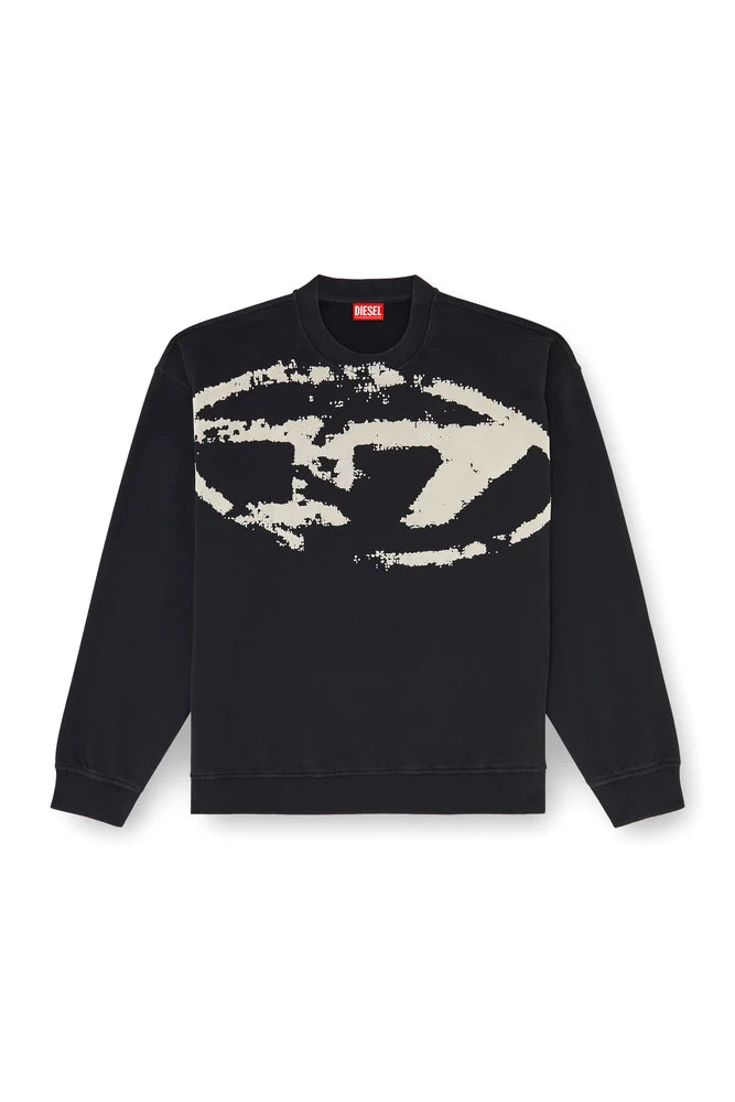 Diesel Cotton sweatshirt with flocked Oval D